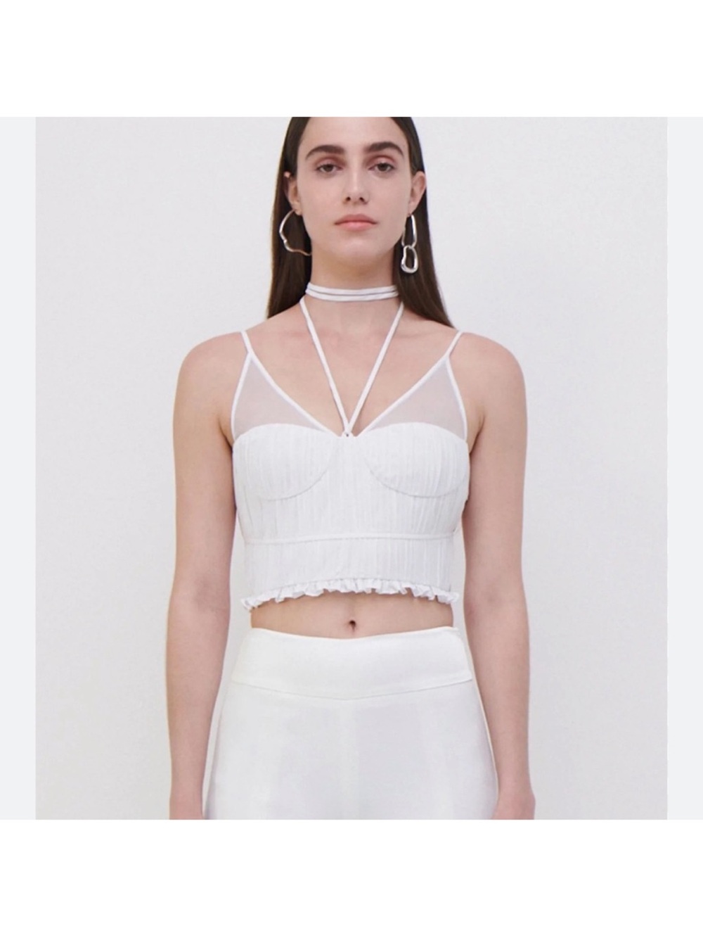 Jonathan Simkhai White Strappy Crop Bustier Top